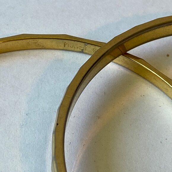 Monet Gold-Tone Textured Bangle Bracelet Set Of 3 - Picture 6 of 9